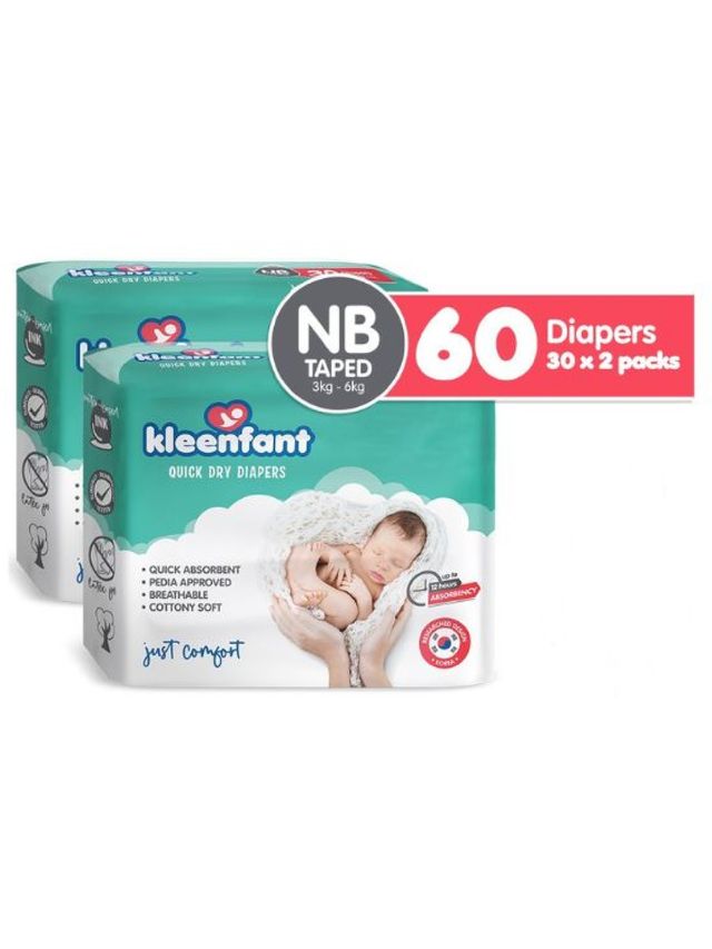 Kleenfant Diaper Taped Newborn (30 pcs) Pack of 2 edamama